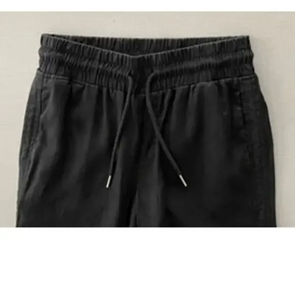 Quince Sz M Wide Leg Linen Pants Black Elastic Breezy Vacation Travel Relaxed - Picture 7 of 16